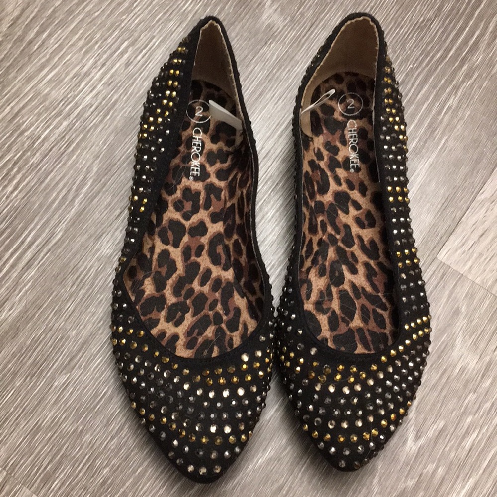 Black Flats Silver & Gold Rhinestones - Shoes